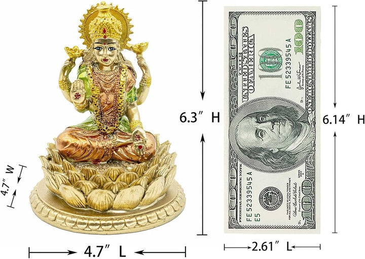 Hindu Goddess Laxmi Lotus Sculptura - Indian God Lord Lakshmi Puja Statue - India Murti Idol Figurine Pooja Item Diwali Gifts Statuete si sculpturi Naty Shop