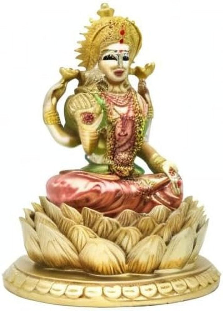 Hindu Goddess Laxmi Lotus Sculptura - Indian God Lord Lakshmi Puja Statue - India Murti Idol Figurine Pooja Item Diwali Gifts Statuete si sculpturi Naty Shop