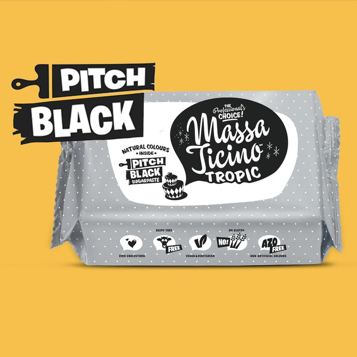 Massa Ticino Set 1x Fondant alb 250g și 1x Fondant negru 250g - Pastă de zahăr premium pentru prăjituri, roll fondant - Perfect pentru prăjituri, modelare și decorațiuni - Fondant pentru brutari profesioniști și amatori Pasta de zahar Naty Shop