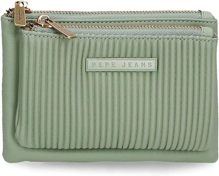 Portofel Pepe Jeans Aurora trei compartimente negru 17.5 x 9.5 x 2 cm piele artificială Portofel Femei Naty Shop Verde Poșeta