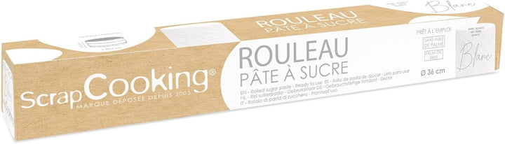 ScrapCooking - Roll fondant roz â'¬ 36 cm - Fondant negru rulat 430 g - Cake topper decorare topper fondant pentru prăjituri, coacere, aniversări, petreceri - Roz - 7264 Pasta de zahar Naty Shop Alb